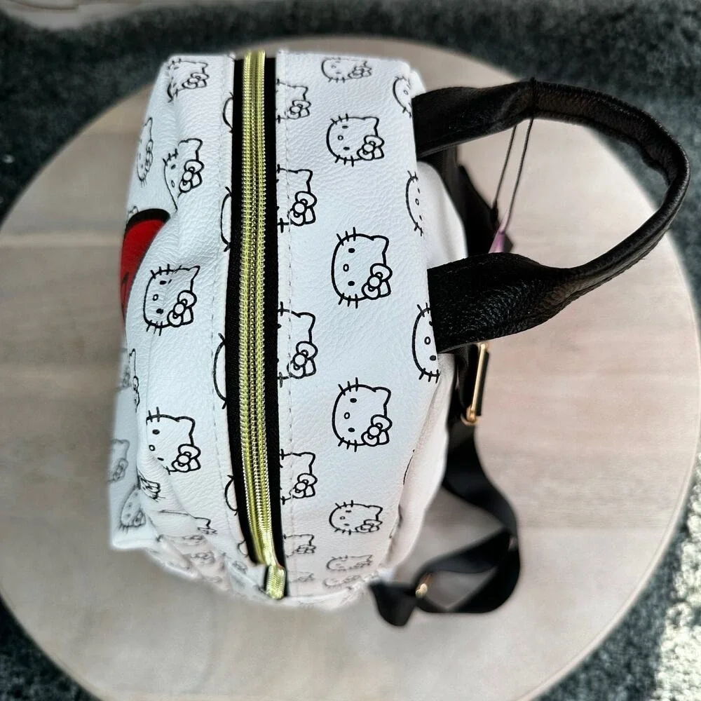 Hello Kitty Mini Backpack White Red Bow Faux Leather Sanrio 10" - Picture 3 of 16